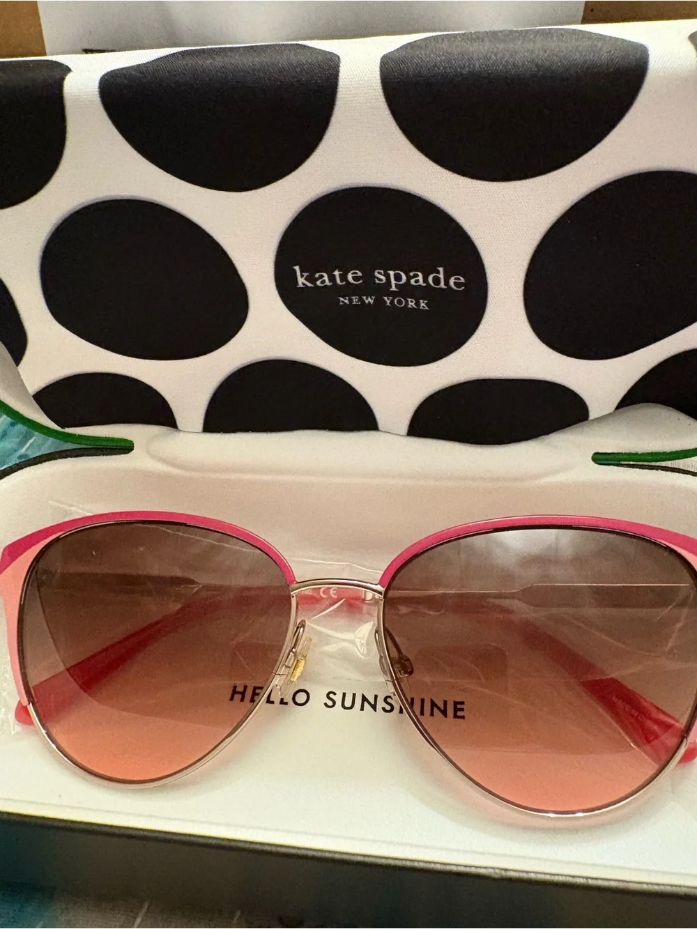 kate spade Pink Gradient Lens Sunglasses with Gold Bridge